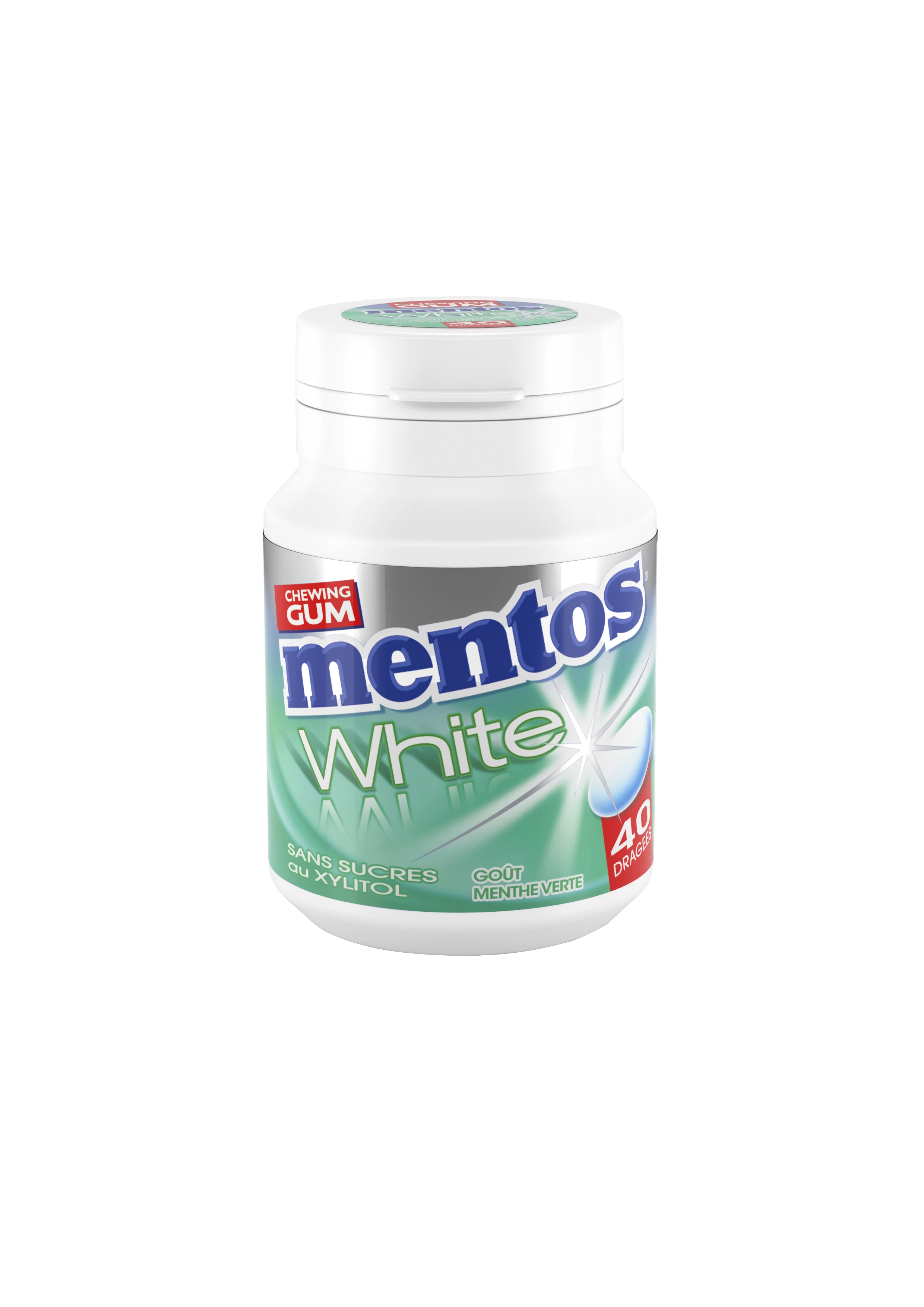 Chewing Gum White Goût Menthe Verte Sans Sucres X40 - MENTOS