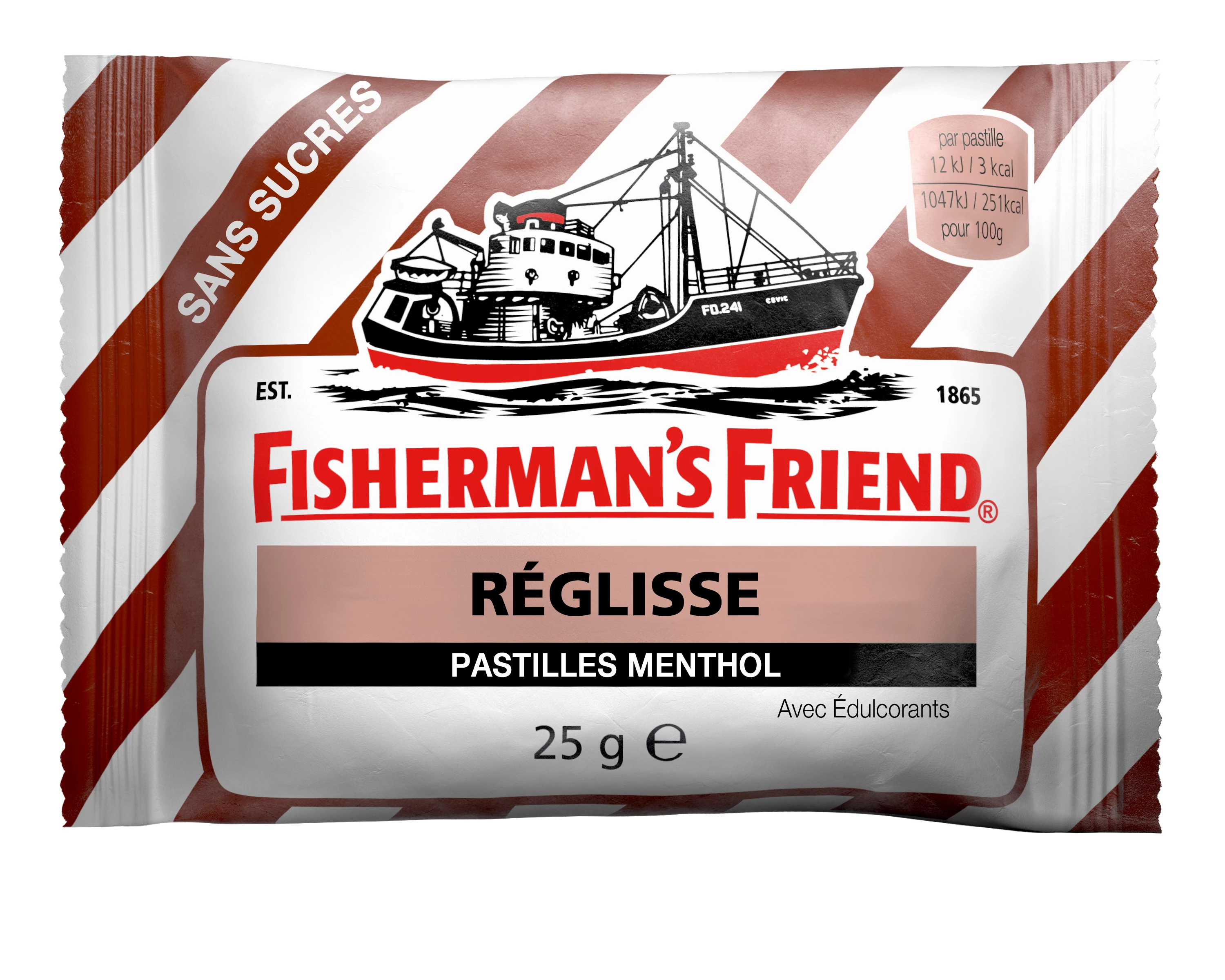Pastille Reglisse Sans Sucres, 25g  - FISHERMAN'S FRIEND