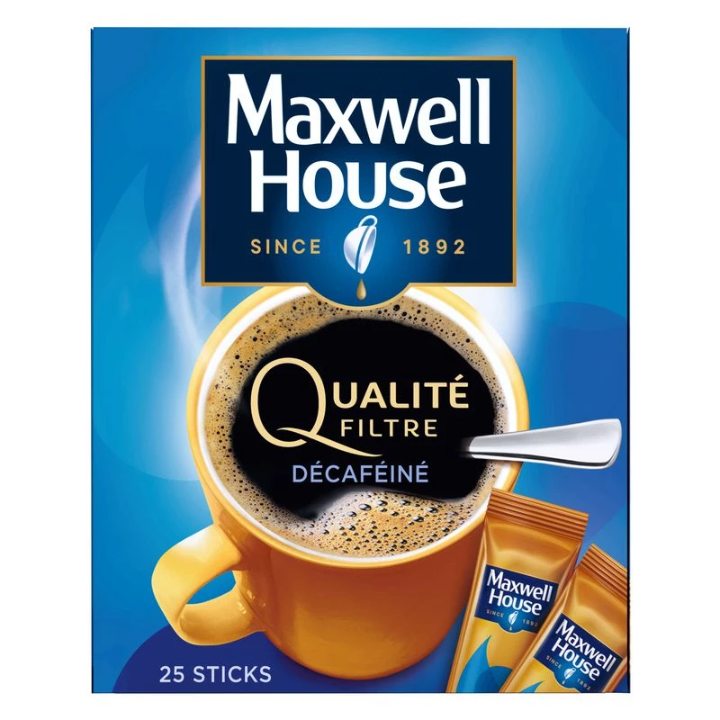 Koffie Kwaliteitsfilter Cafeïnevrij 25 Sticks 45g - MAXWELL HOUSE