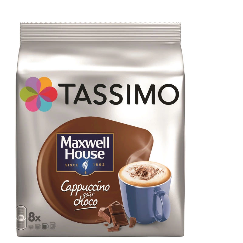 Cappuccino-Geschmack Choco Maxwell House X8 Dosetten 208g - TASSIMO