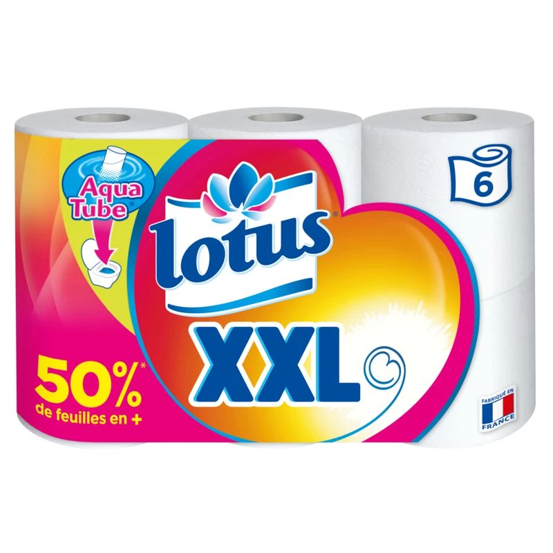 Papier toilette aqua tube XXL x6 - LOTUS