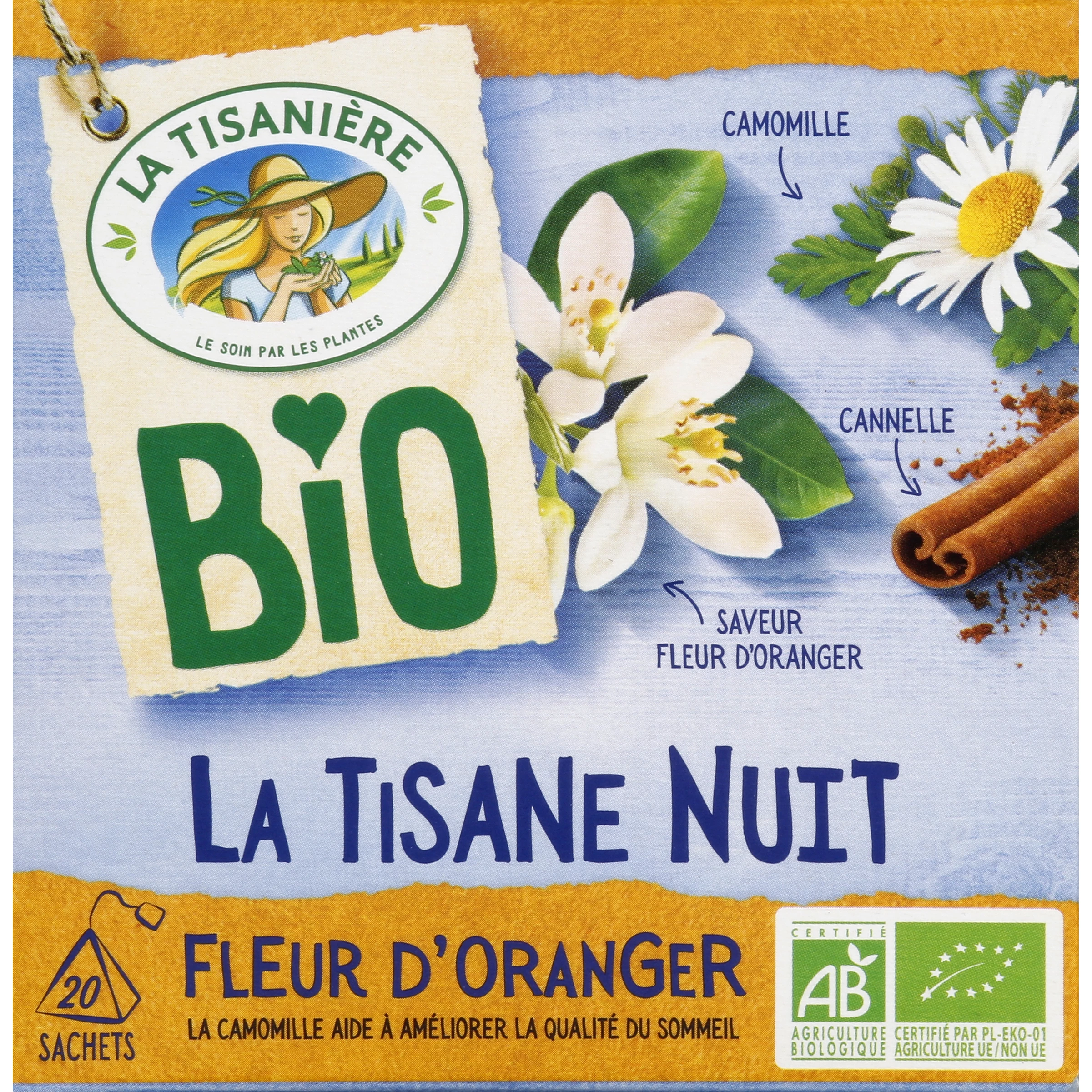 Organic Orange Blossom Night Herbal Tea, x20, 30g - LA TISANIERE