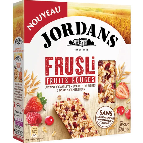 Barre de Céréales Frusli Fruits Rouges, 180g - JORDANS