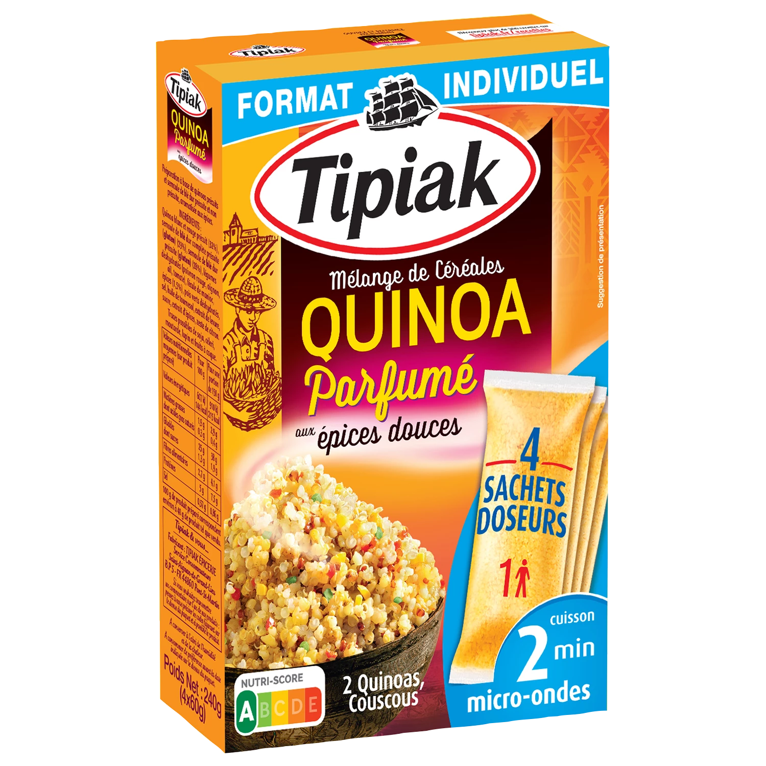 Quinoa Aromatizzata, 4x60g - TIPIAK