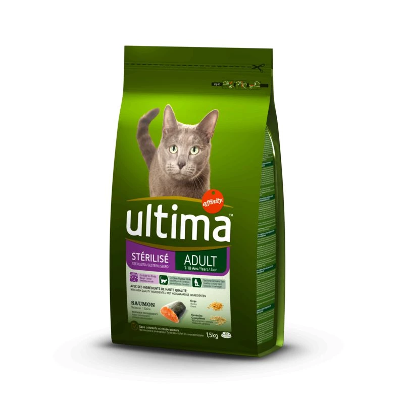 Kroketten für sterilisierte Katzen mit Lachs 1,5 kg - ULTIMA