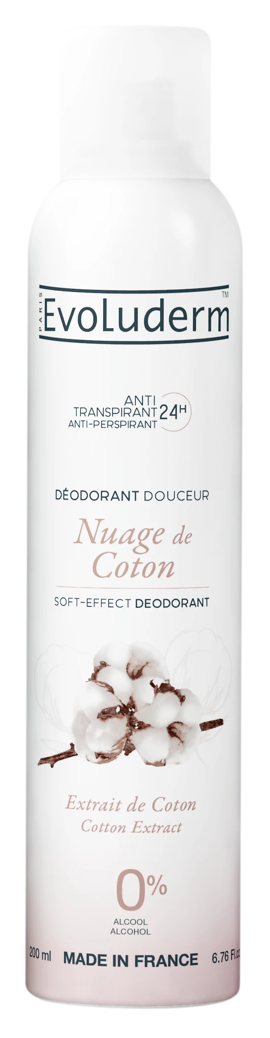 Estratto di cotone deodorante Cotton Cloud, 200 ml - EVOLUDERM