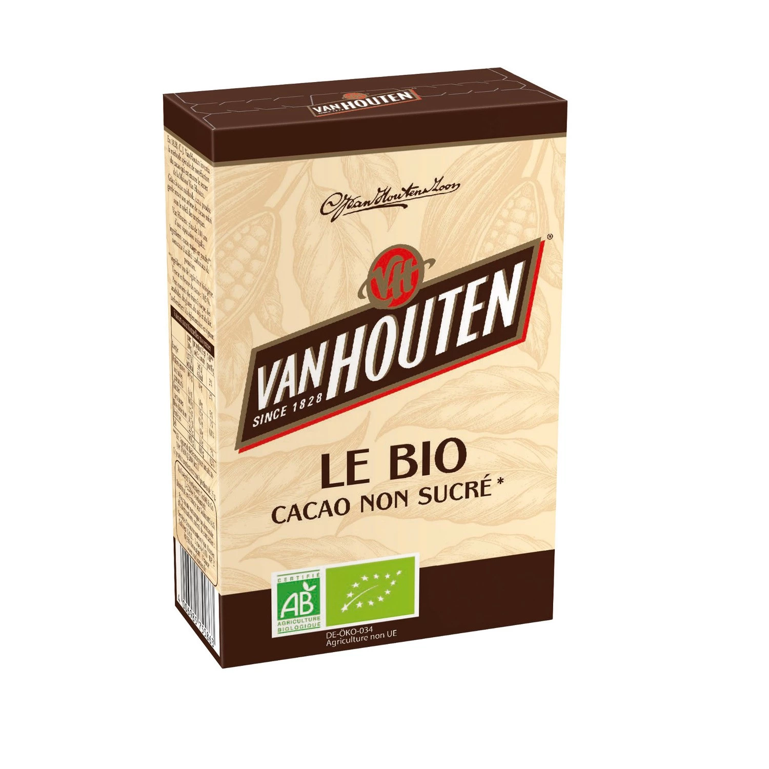 Cacao non sucré Le Bio - 125 g - Van Houten