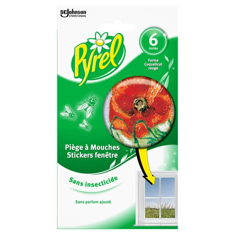 Piège à mouches en forme coquelicot sans insecticide  x6 - PYREL