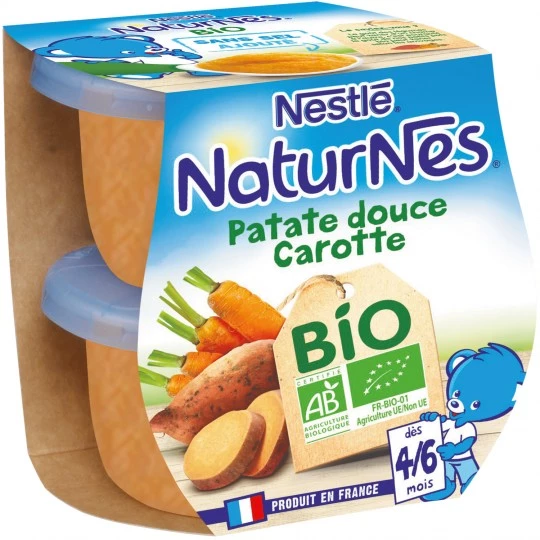 Plat dès 4/6mois patate douce & carottes Bio 2x130g - NESTLE