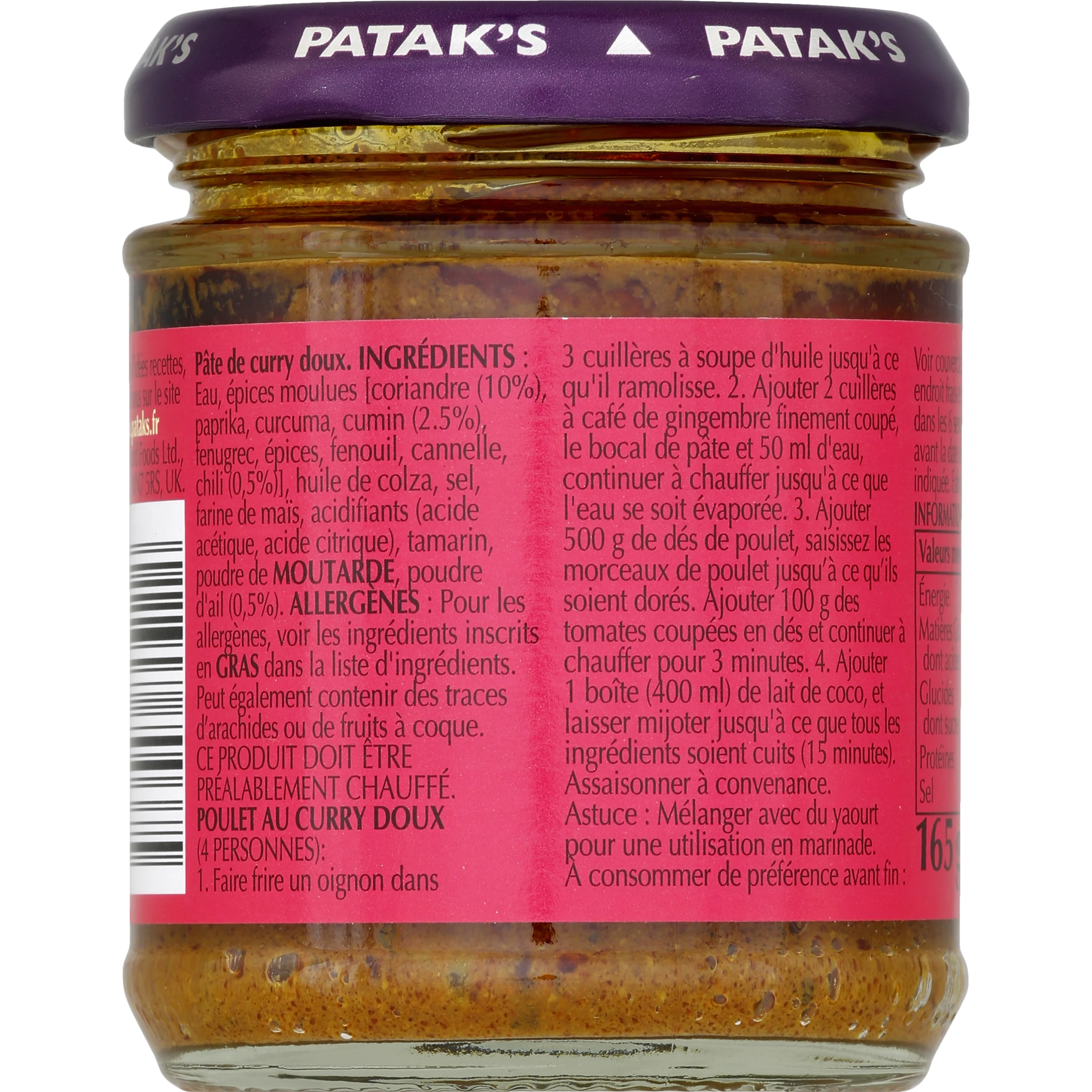Pataks Pate Curry Doux 165g