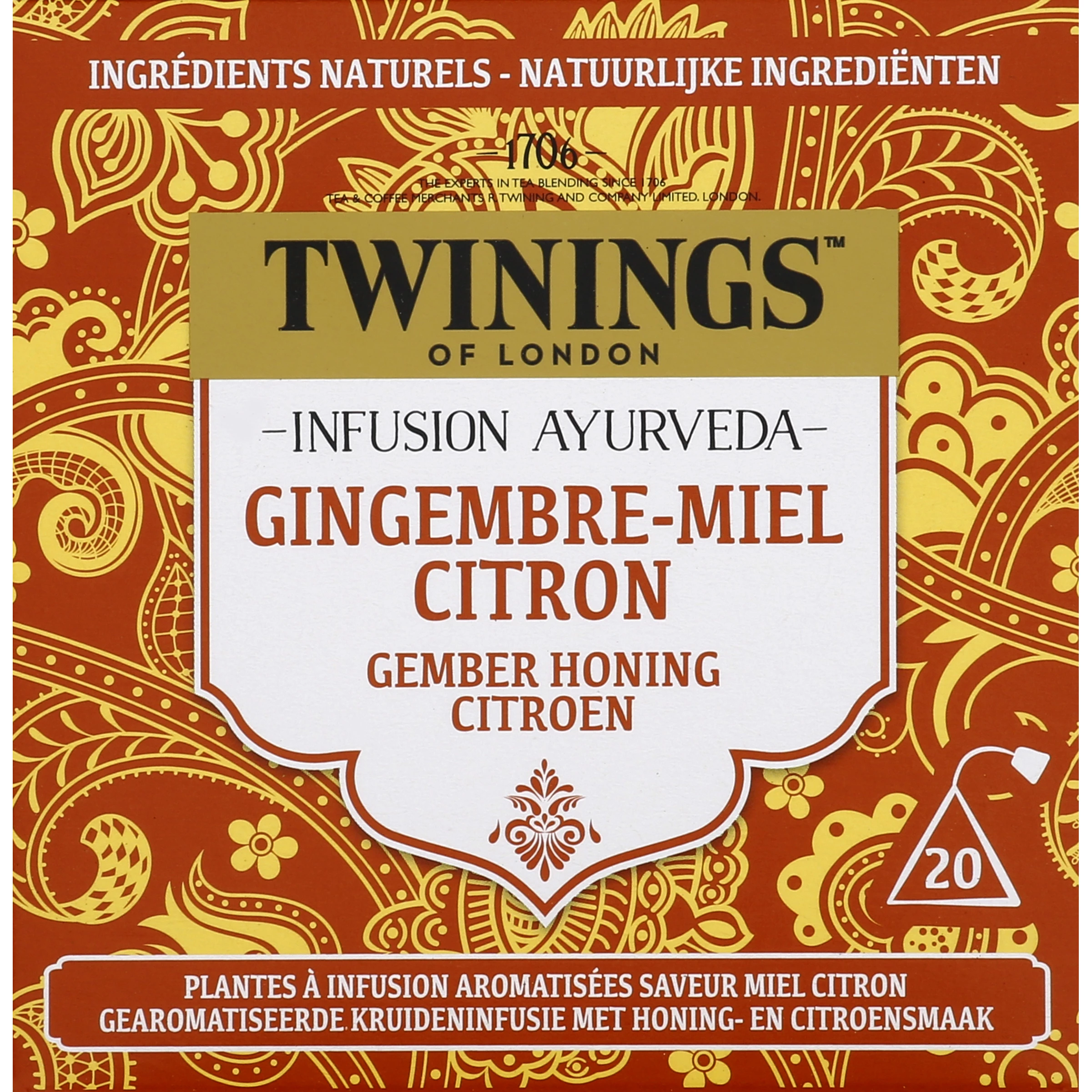 Infusion Ayurveda Gingembre, Miel, Citron x20, 32g - TWINNINGS