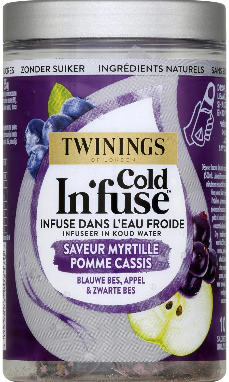 Infusion Froide Saveur Myrtille Pomme Cassis, 10 sachets, 250g - TWINNINGS