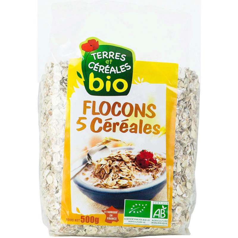 Flocons 5 céréales Bio 500g - TERRES ET CÉRÉALES