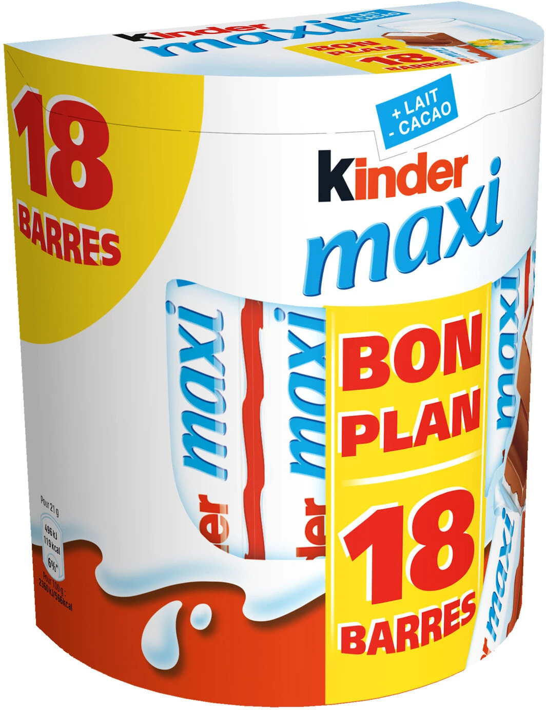 Barres chocolatées chocolat lait 21g - KINDER