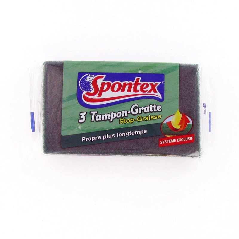 Tampon-gratte stop graisse x3 - SPONTEX