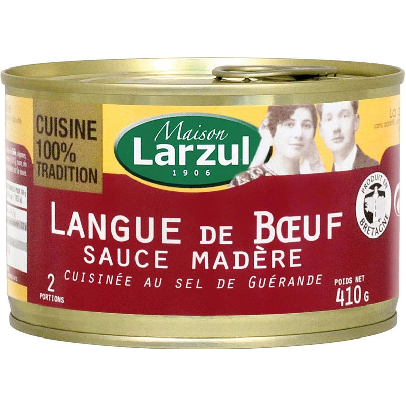 Langue de Boeuf Sauce Madère,  410g - Maison LaRZUL