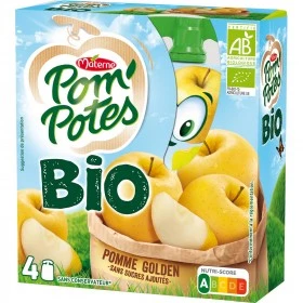 Compotes Bio pomme nature sans sucres ajoutés 4x90g - POM POTES