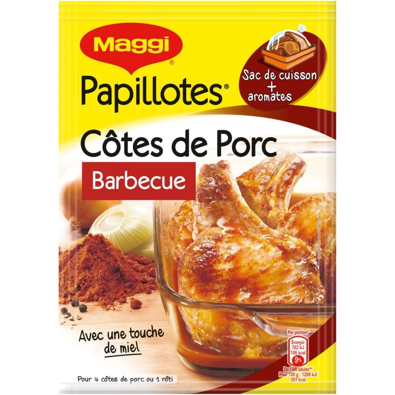 Papillotes Côtes de Porc Barbecue, 28g - MAGGI