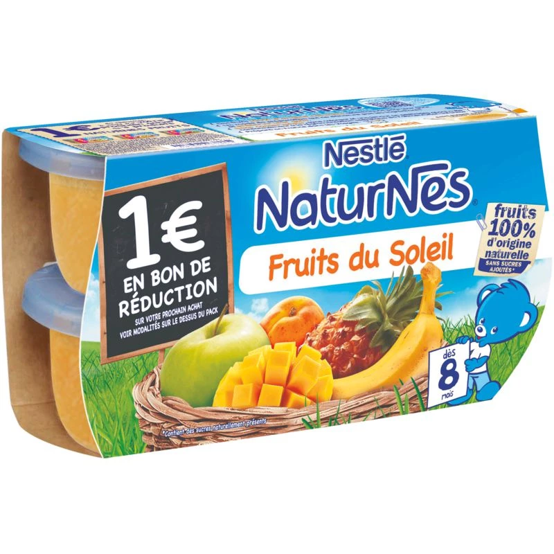 Pote pequeno Naturnes de sobremesa de frutas ensolaradas a partir de 8 meses 4x130g - NESLTE