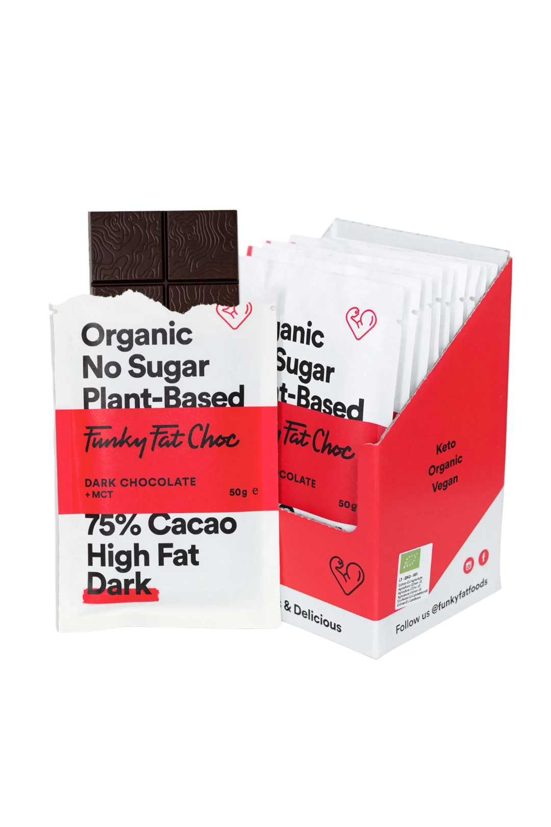 Barres de Chocolat Noir Bio, x10 - FUNKY FAT CHOC