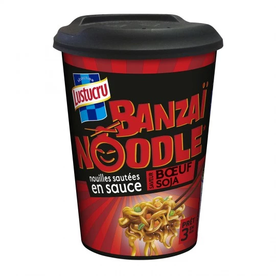 banzaï noodle nouilles sautées en sauce boeuf soja 90g- LUSTUCRU