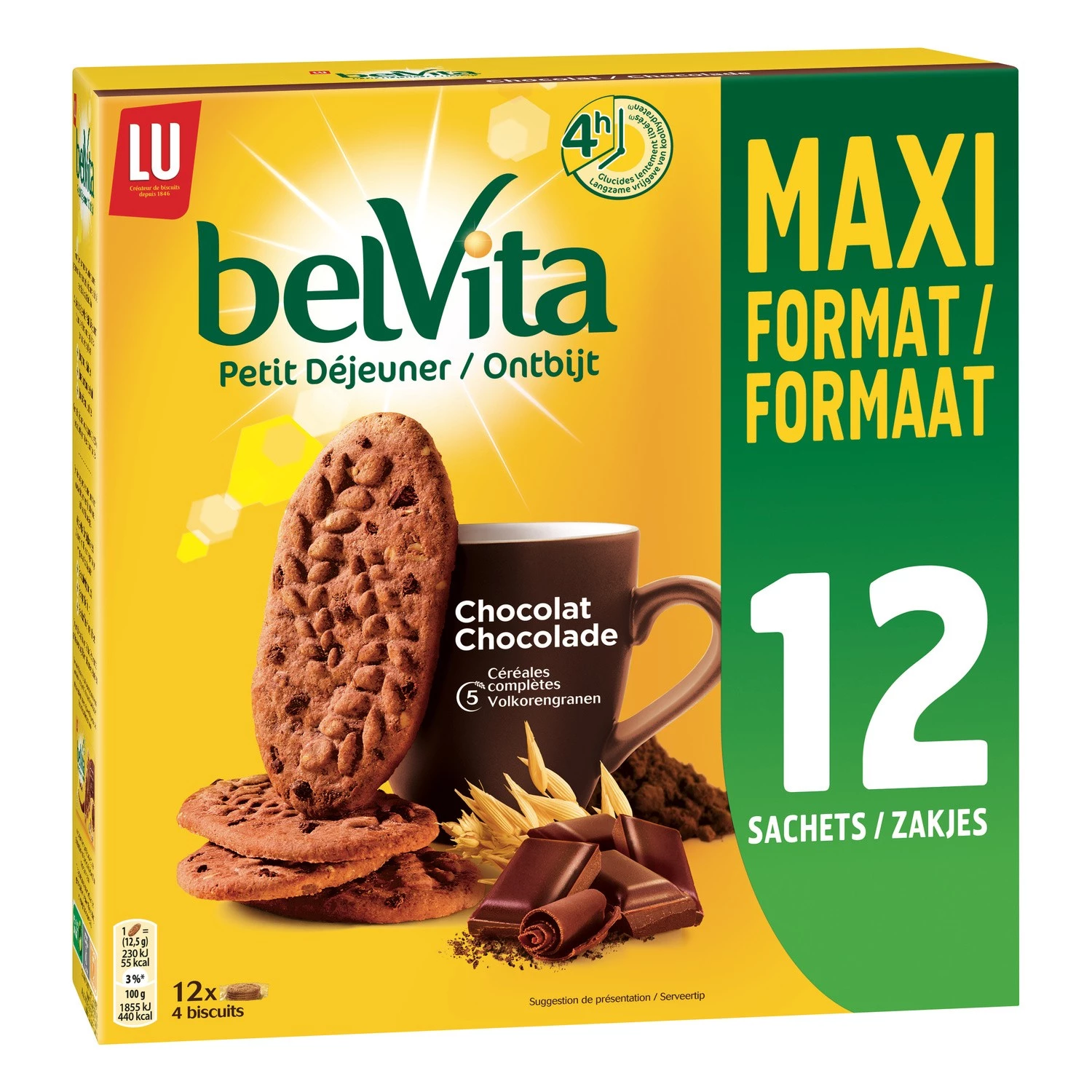 Biscuits petit déjeuner familiale chocolat 600 g - BELVITA