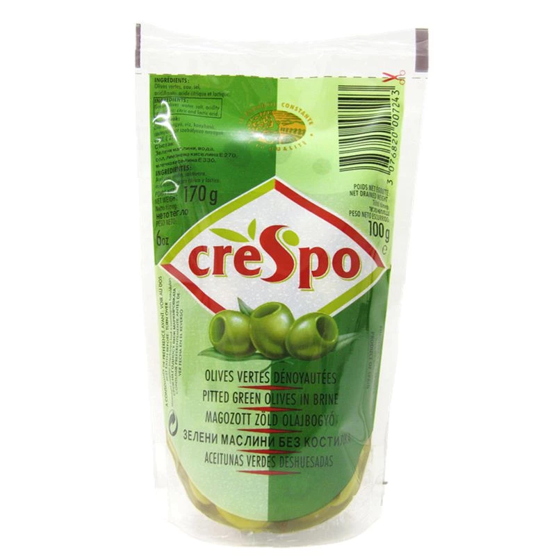 Olives Vertes Dénoyautées, 100g - CRESPO