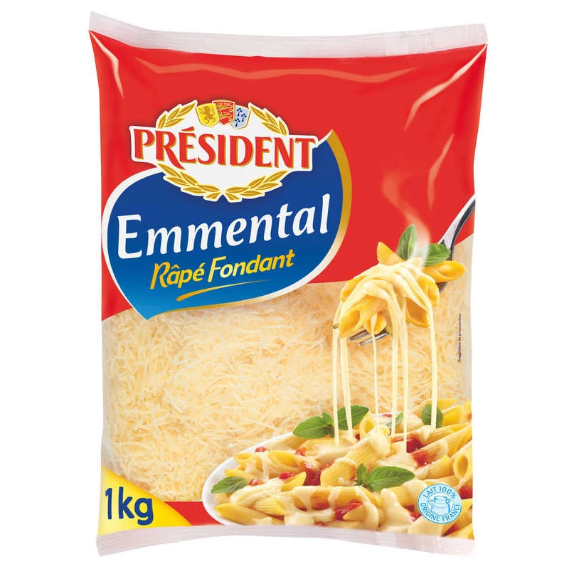 Emmental Grated Melting Cheese 1kg - PRESIDENT