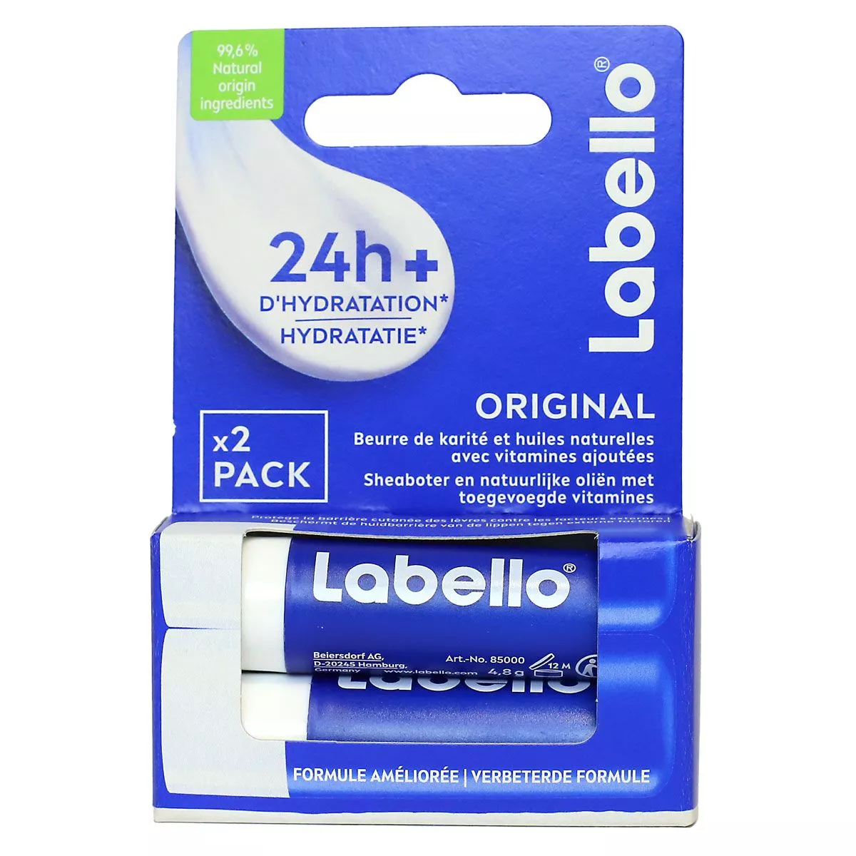 Lip Care Balms Moisturizing Stick Original Natural Oils Duo 2x4.8g - Labello