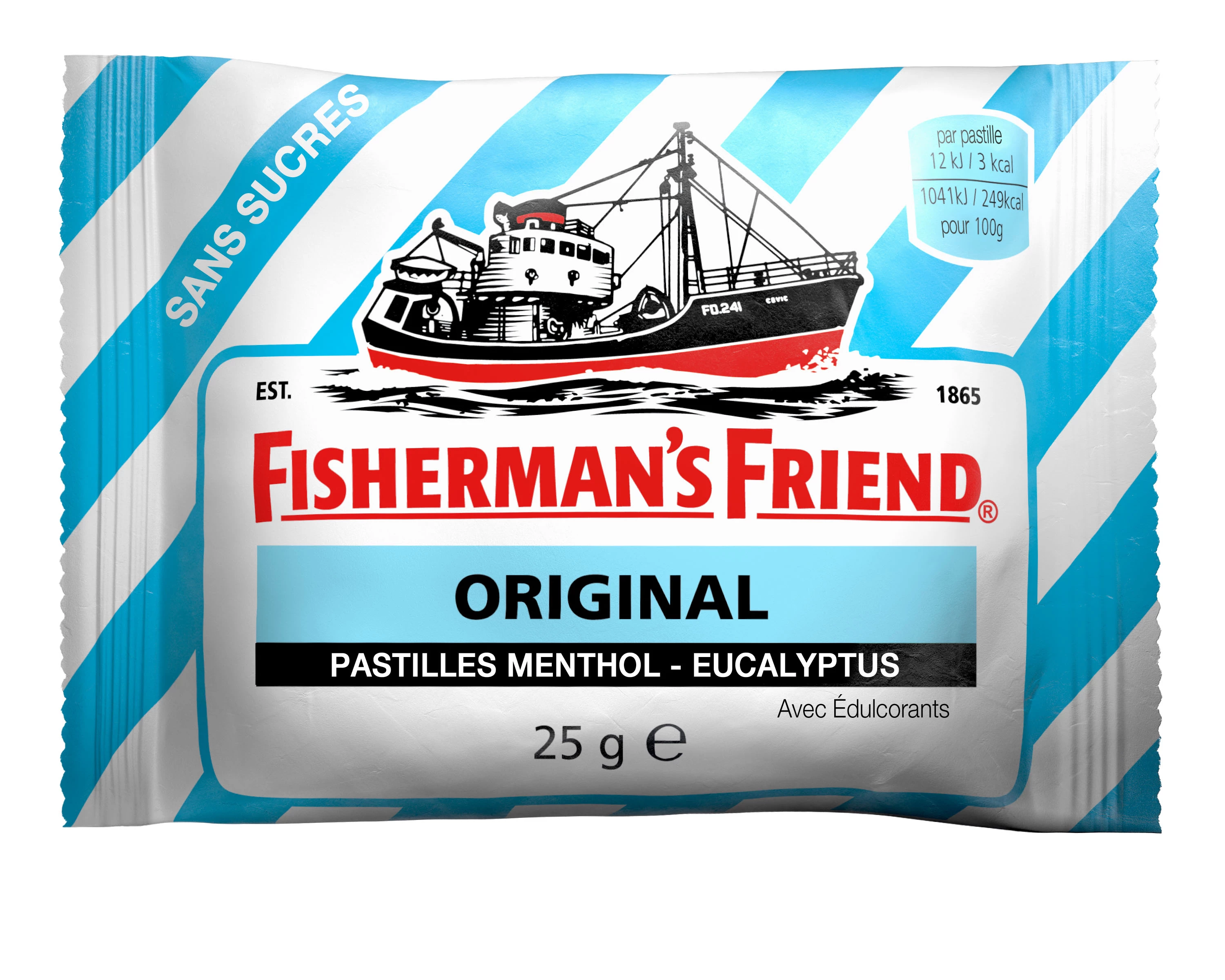 Eucalyptusmentholpastilles zonder suiker, 25g - FISHERMAN'S FRIEND