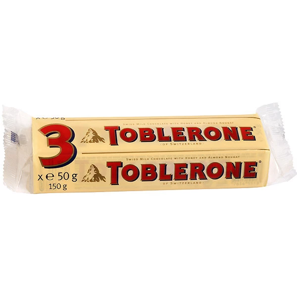 瑞士牛奶巧克力加蜂蜜杏仁牛轧糖 3x50 克 - TOBLERONE