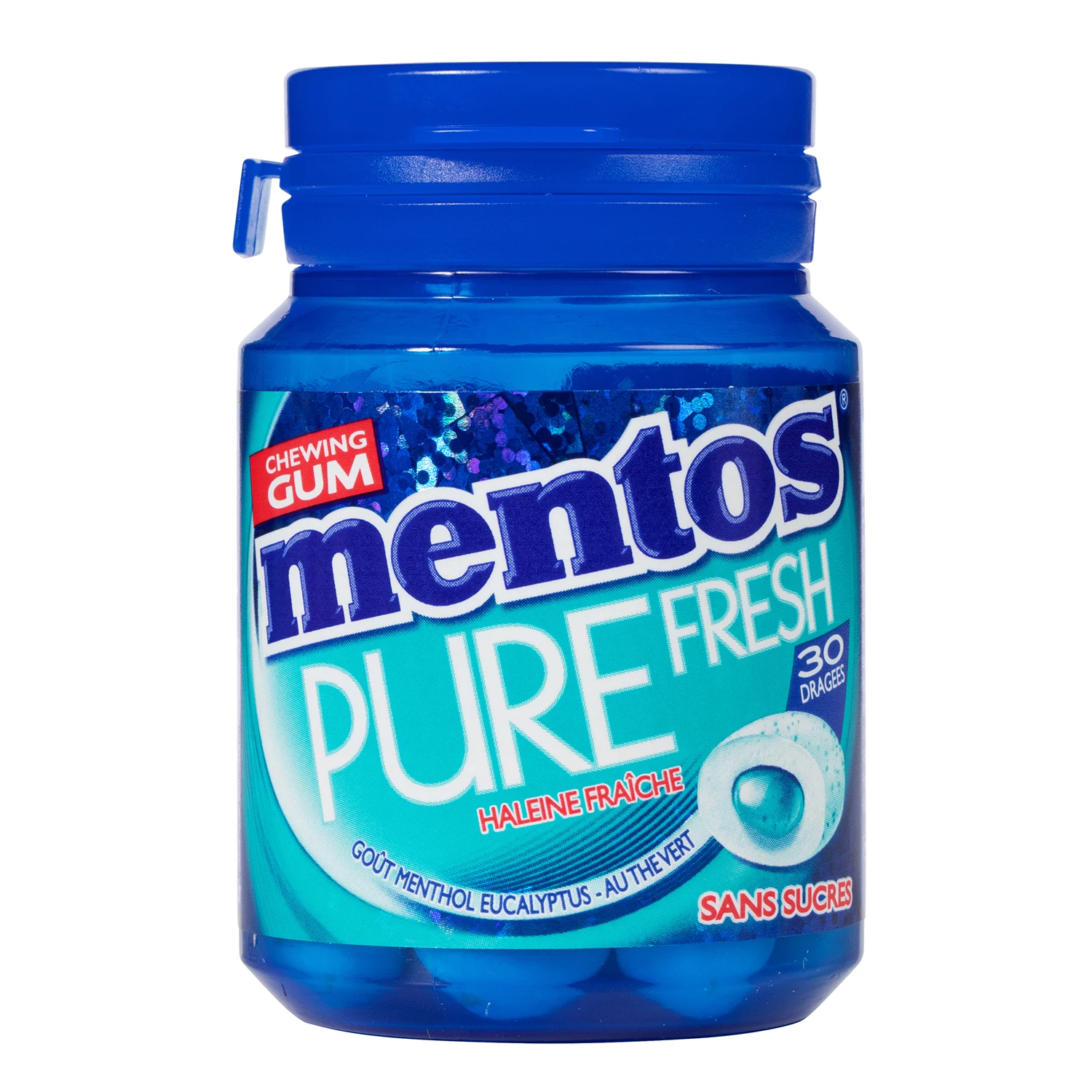 علكة نقية طازجة بنكهة المنثول والأوكالبتوس بدون سكر X30 - MENTOS