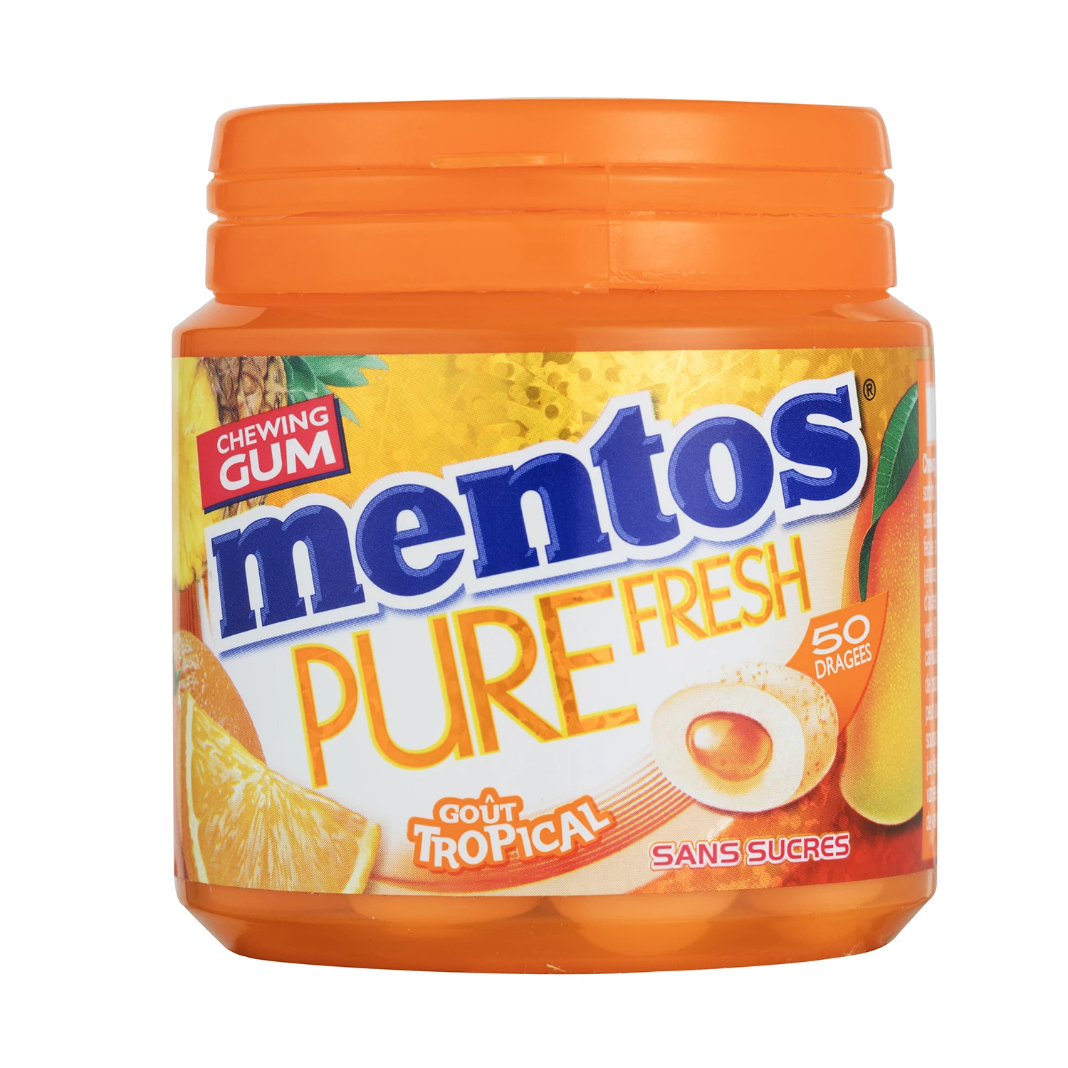 Pure Fresh Tropical Bottle of 50 sugar-free sugared almonds - MENTOS