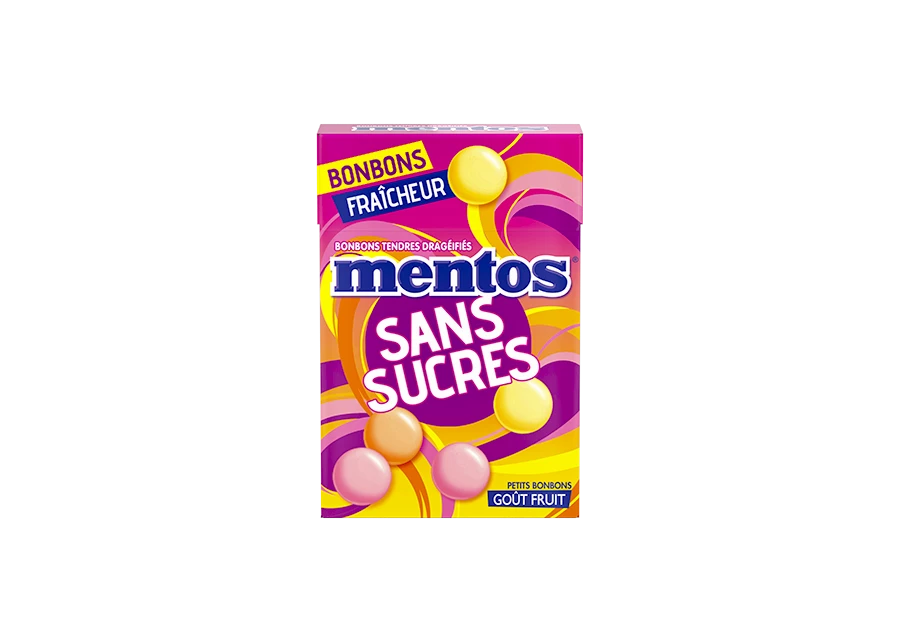 Bonbon Au Fruit Dragéifié Sans Sucres 49.5g - MENTOS