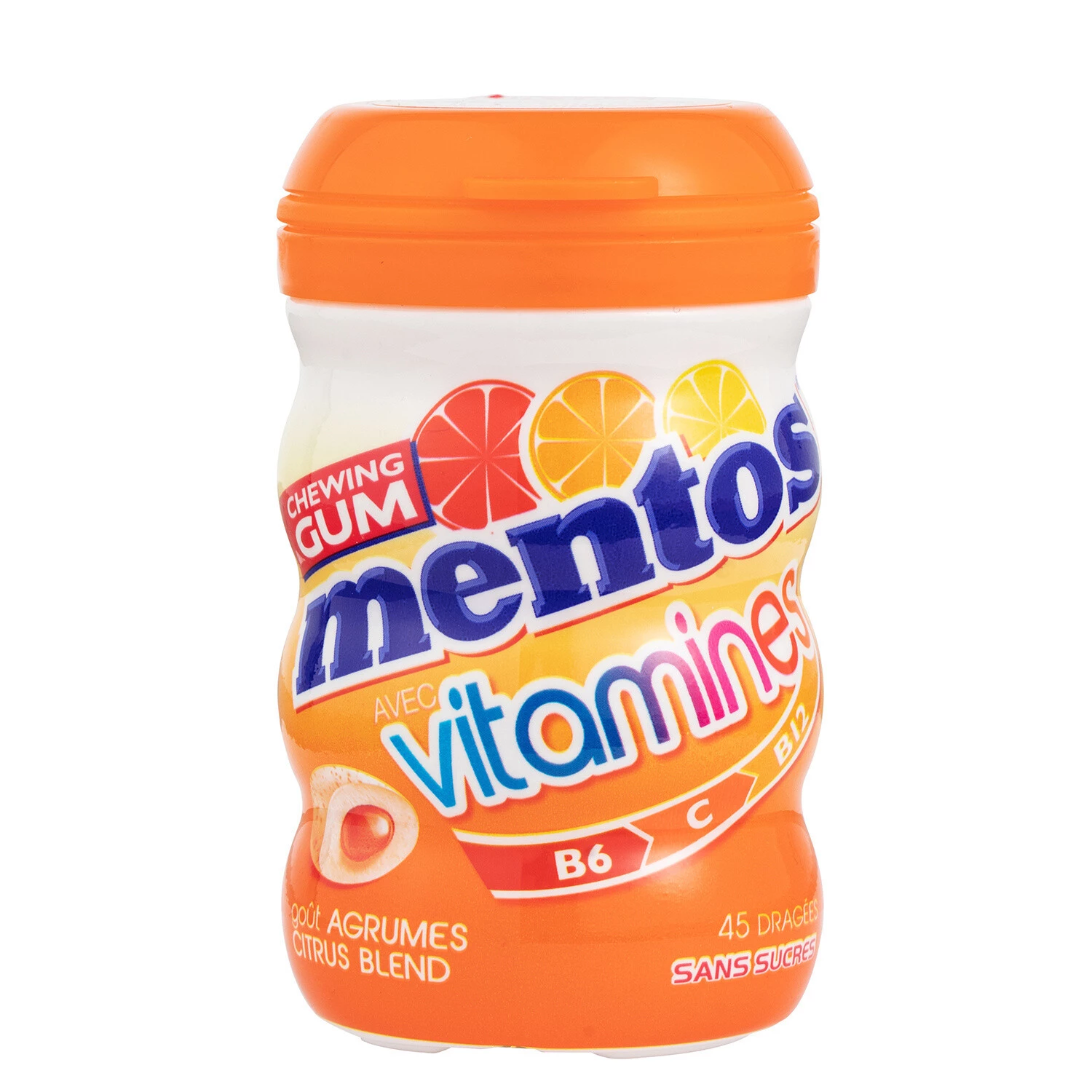 Citrus Vitamins Chewing Gum 45 Dragées, 90g - MENTOS