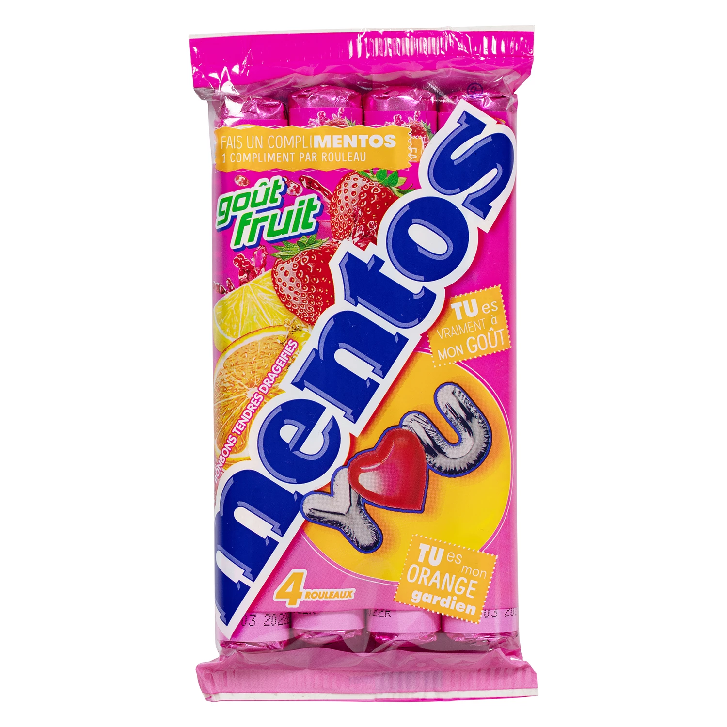 フルーツの香りのキャンディー 38g 4ロールのマルチパック - MENTOS