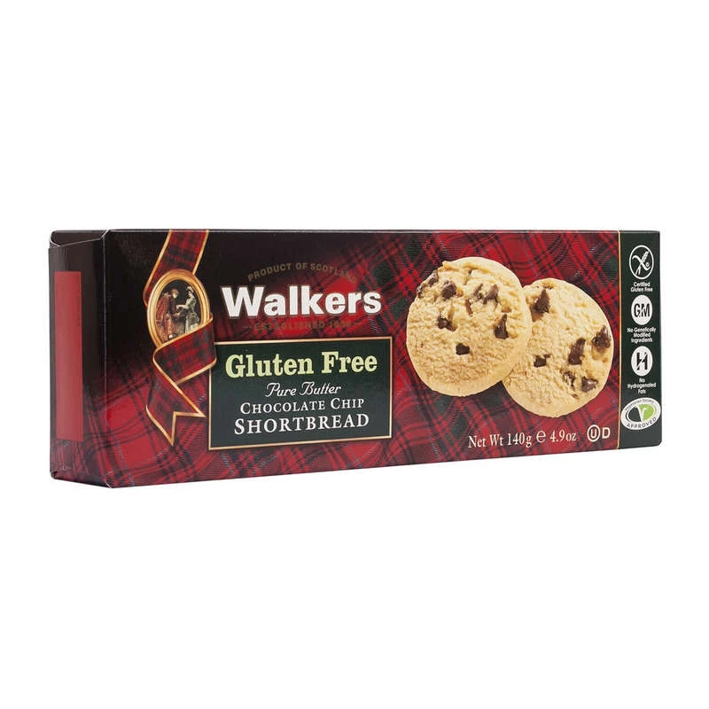 Sablés pur beurre & pépites de chocolat sans gluten 140g - WALKERS