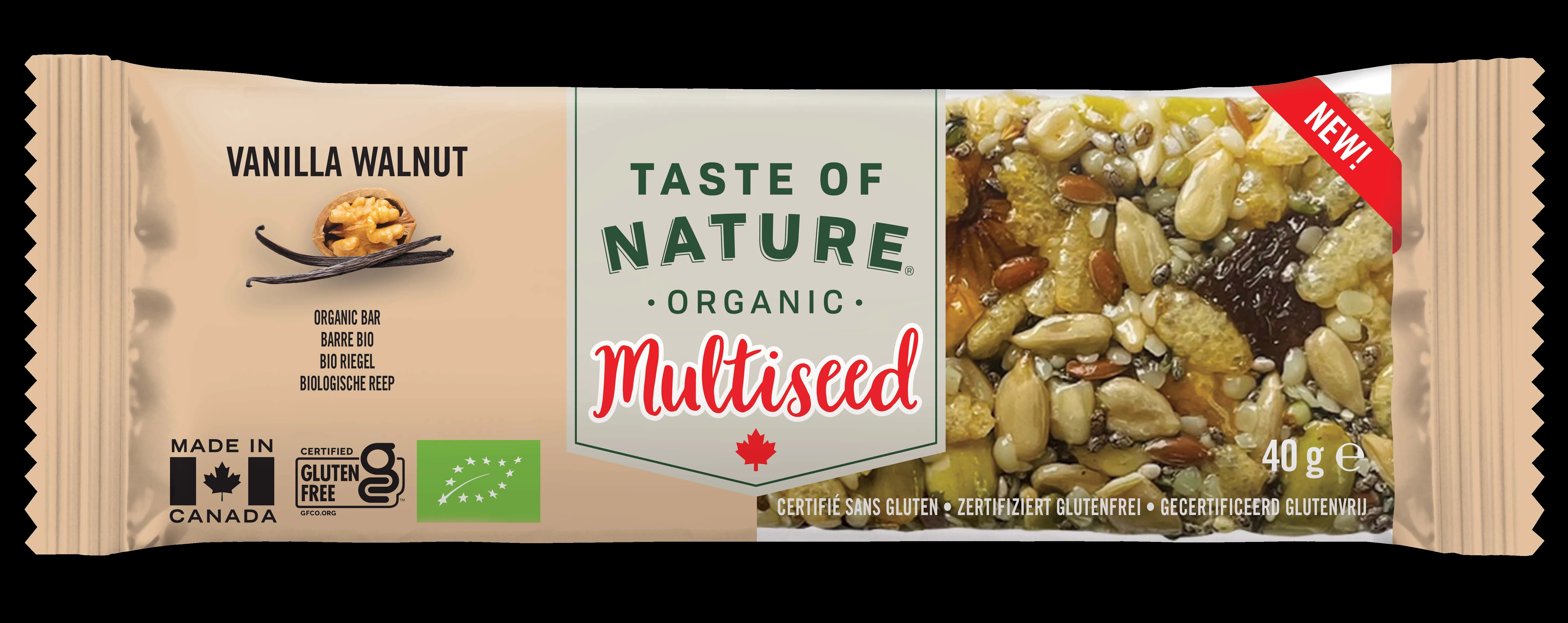 Organic Vanilla And Walnut Bar 40g - TASTE OF NATURE