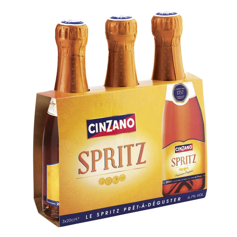 Cocktail à Base de Vin Spritz, 6,7°, 3x20cl - CINZANO