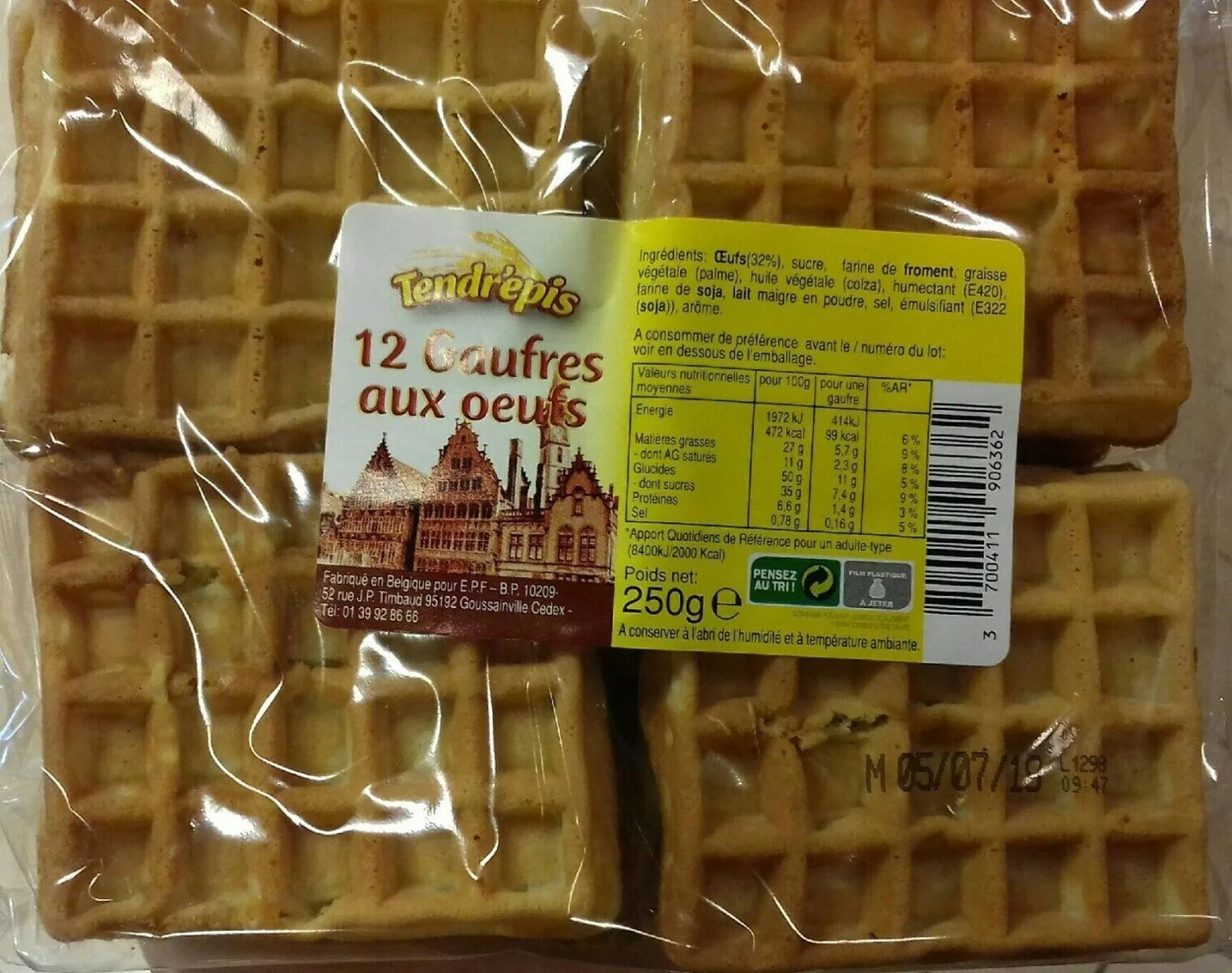 Gaufres aux œufs x12 250 g - TENDR'ÉPIS