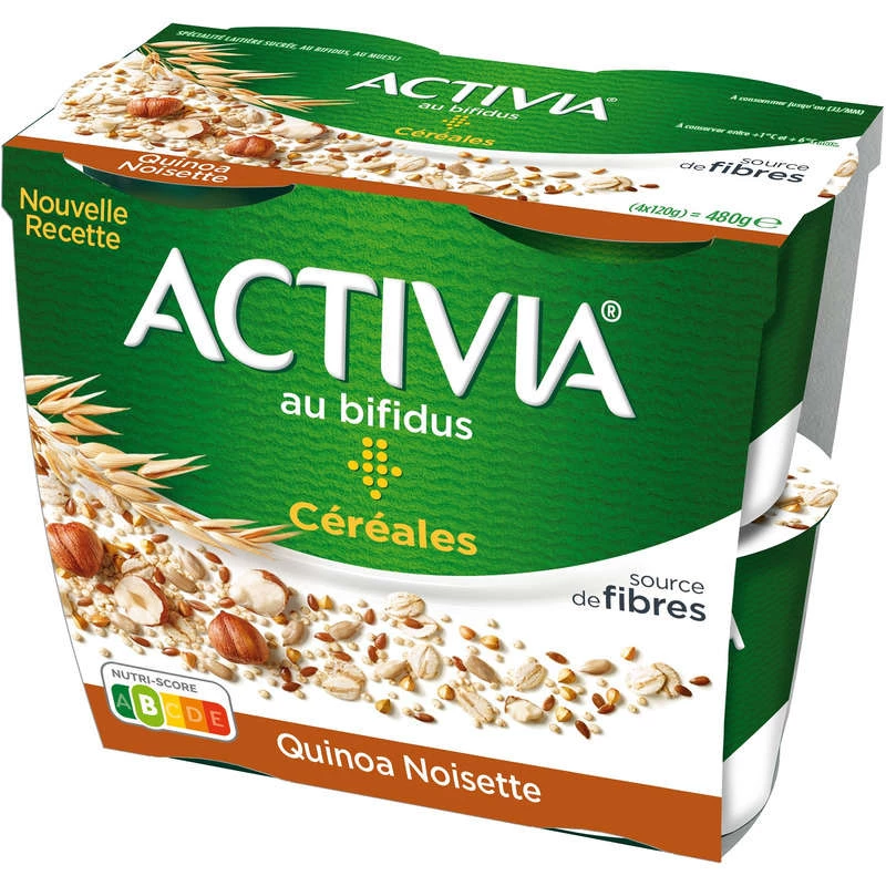 4 Yaourt céréales quinoa noisette - ACTIVIA