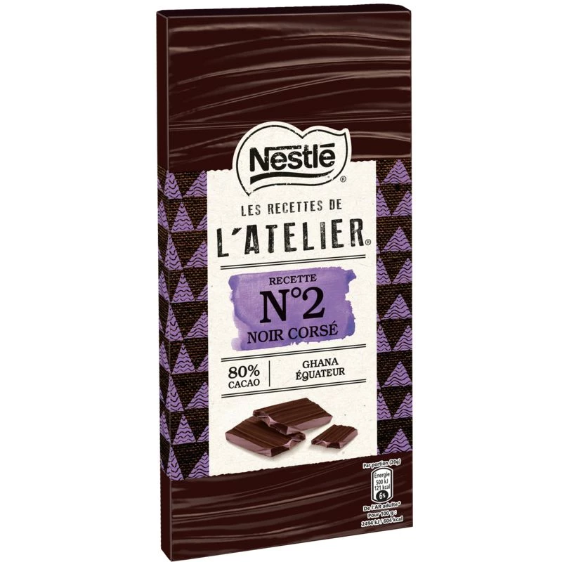 Full-bodied dark chocolate bar 80% cocoa 100g - NESTLE