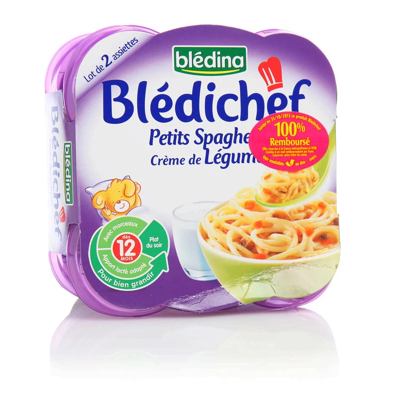 Plat bébé spaghetti/crème légumes dès 12 mois 2x230g - BLEDINA