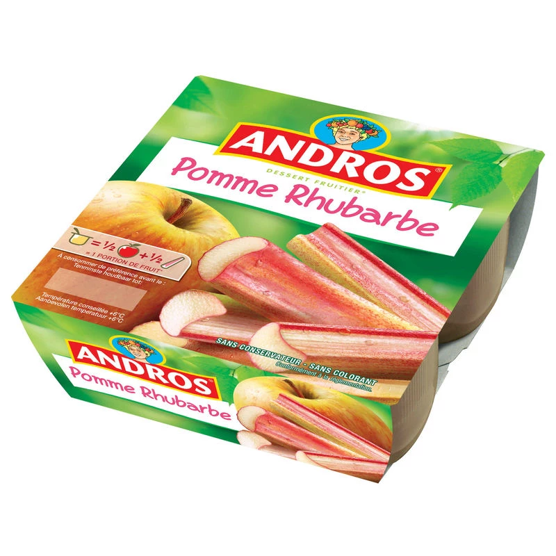 Compote pomme rhubarbe 4x100g - ANDROS