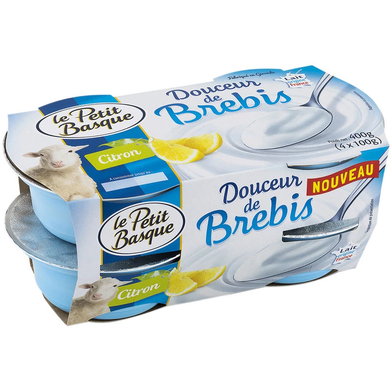 Yogur de Oveja Dulce Limón 4x100g - LE PETIT BASQUE