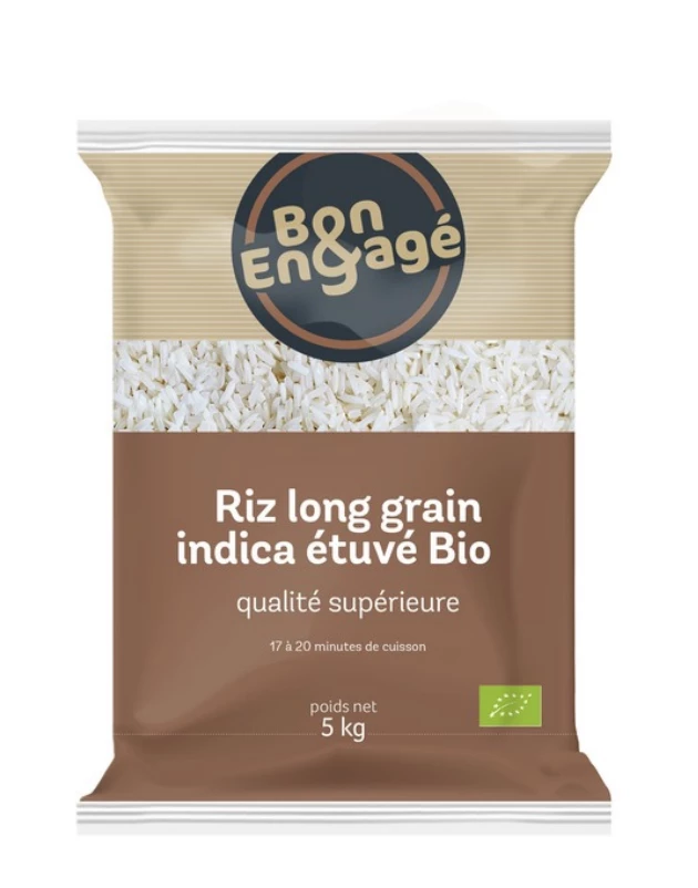 Riz  Long Indica Etuv Bio Sac 5kg - BON & ENGAGÉ