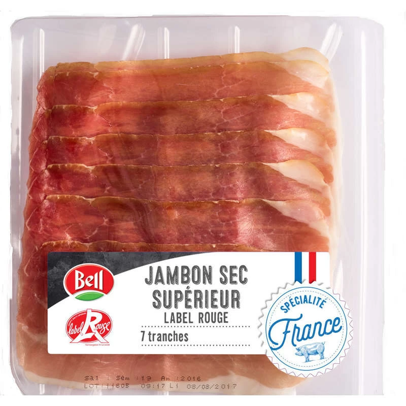 Jambon Sec Supérieur Label Rouge 7 tranches 100g - BELL