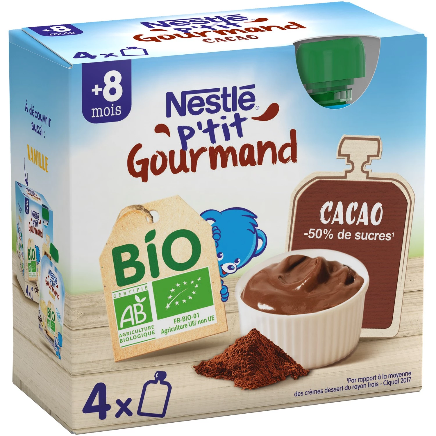 Dessert bébé cacao Bio P'tit Gourmand 340g - NESTLE