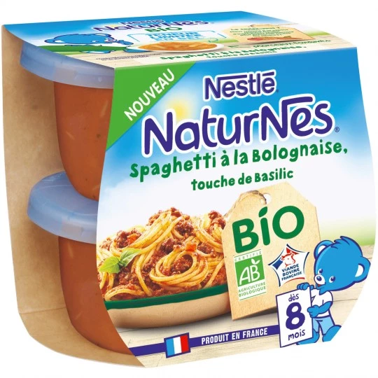 Plat bébé BIO spaghetti à la bolognaise 2x190g - NESTLE