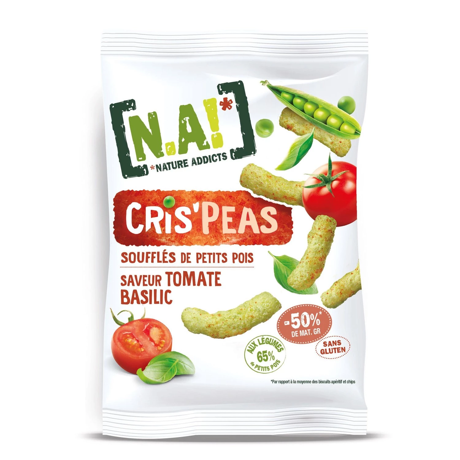 Crispeas Tomato Basil Flavor, 50g - NATURE ADDICTS